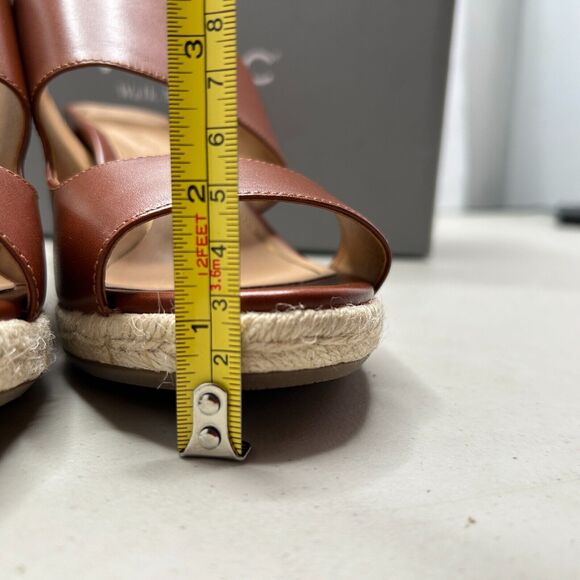 Vionic Tulum Brooke Leather Wedge Espadrille Sandals Cognac Women's US 8 NWB - Picture 7 of 11